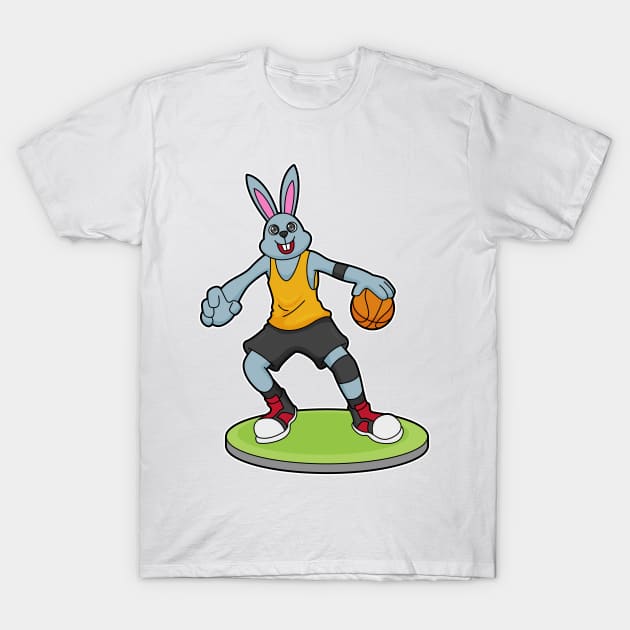 Rabbit as Basketball player with Basketball T-Shirt by Markus Schnabel